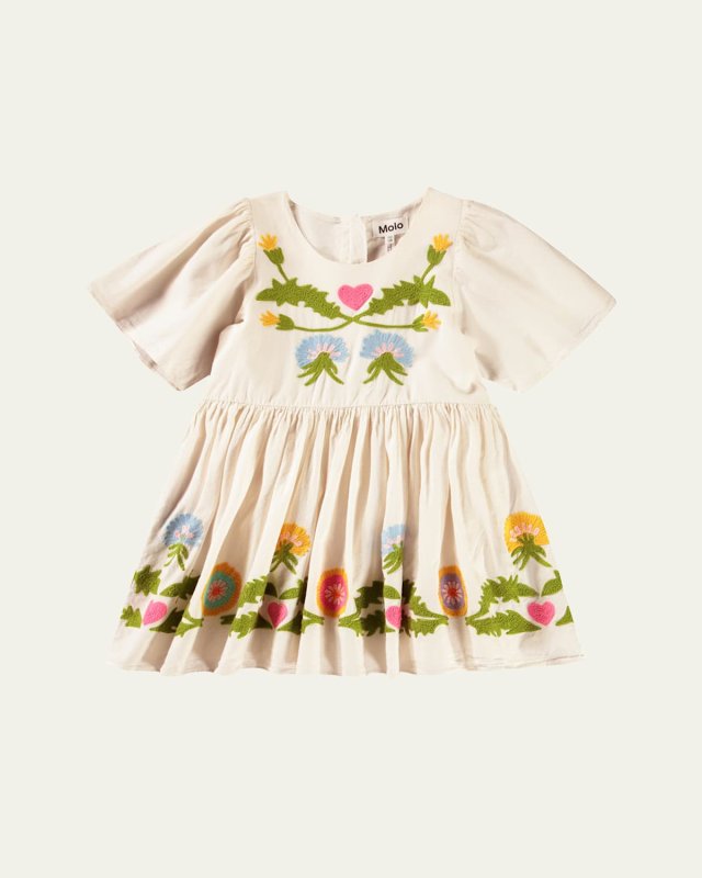 Girl's Carlin Floral Crotchet Dress, Size 7-12